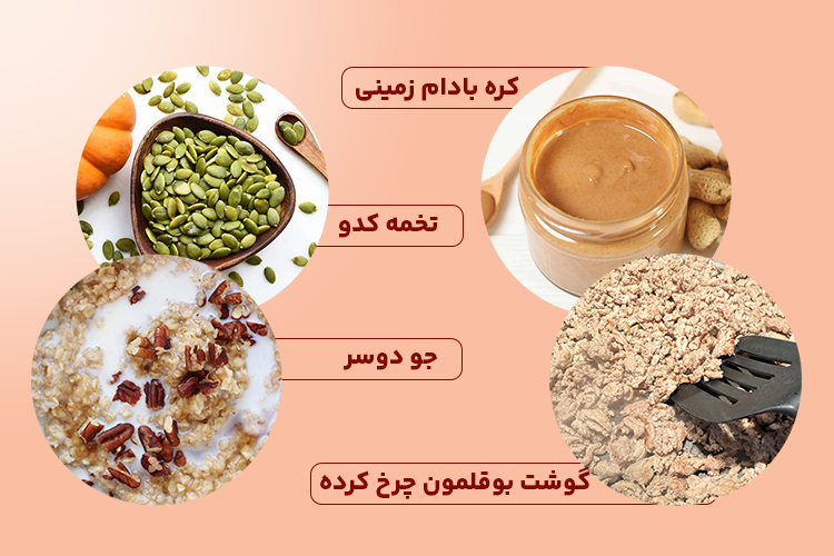 غذاهای پروتئین دار برای لاغری؛ تخم کدو، جو دوسر، کره بادام زمینی و گوشت  بوقلمون چرخ کرده